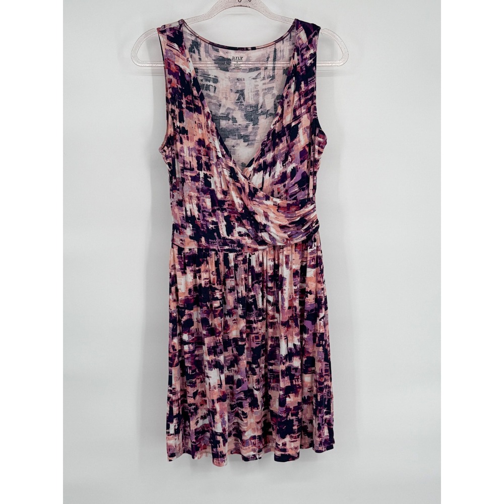 a.n.a Women's Sleeveless‎ Dress Sz M Purple Pink White Abstract Print